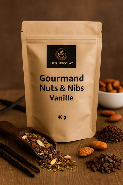 👉 Thé chocolaté intense – Nibs & Vanille | Saveur cacao profonde | 40g