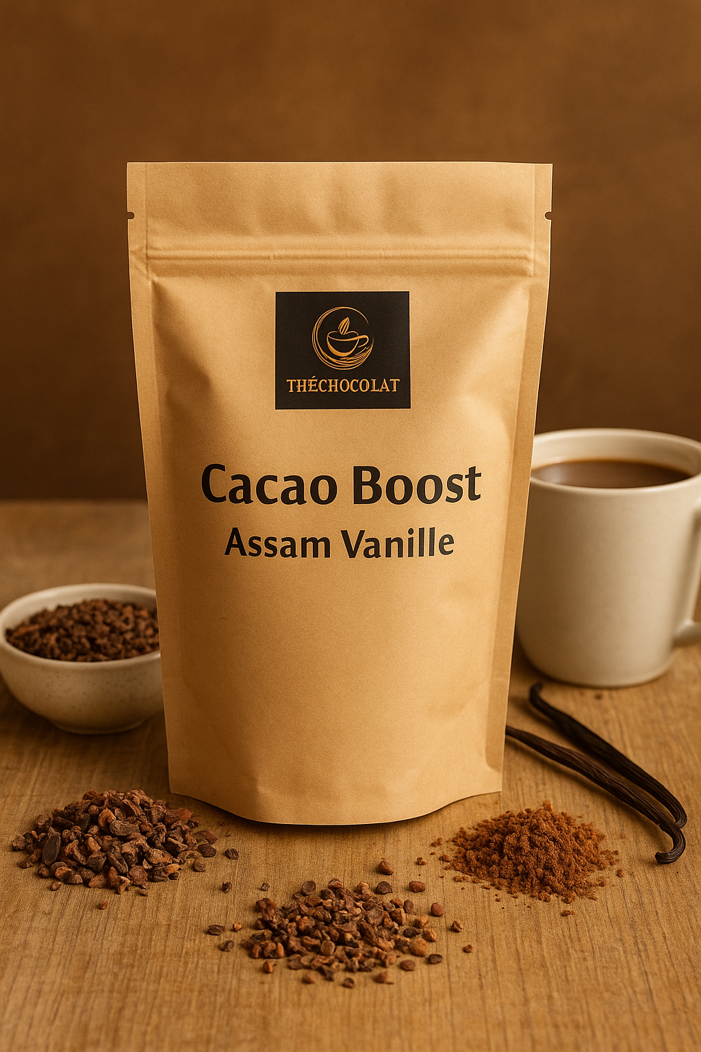 👉 Thé chocolaté énergisant – Assam Vanille | Alternative au café | 40g