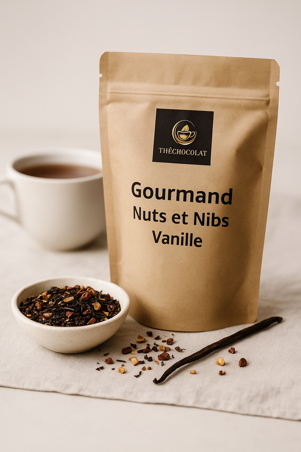 👉 Thé chocolaté intense – Nibs & Vanille | Saveur cacao profonde | 40g