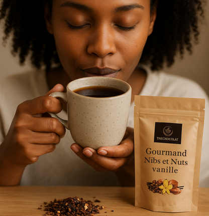 👉 Thé chocolaté intense – Nibs & Vanille | Saveur cacao profonde | 40g