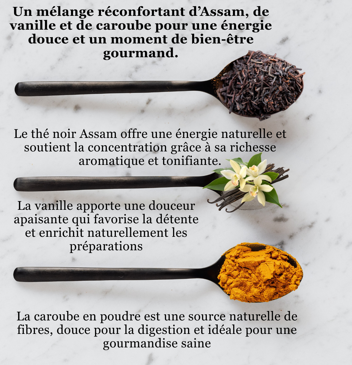 👉 Thé chocolaté énergisant – Assam Vanille | Alternative au café | 40g