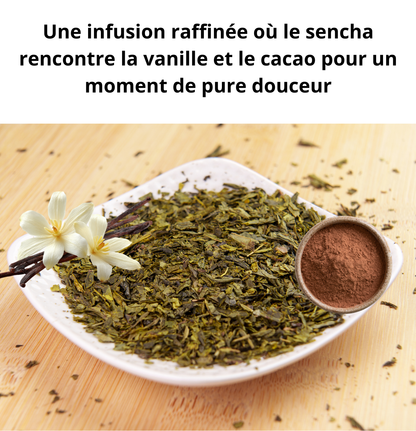👉 Thé chocolaté léger – Sencha Vanille | Gourmand & sans sucre | 40g