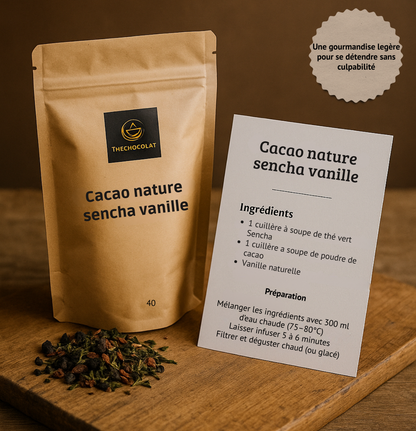 👉 Thé chocolaté léger – Sencha Vanille | Gourmand & sans sucre | 40g